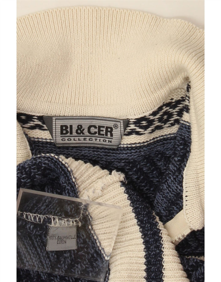 ВИНТАЖНЫЙ мужской джемпер с воротником поло, свитер среднего цвета, темно-синий, хлопок с жаккардовым узором