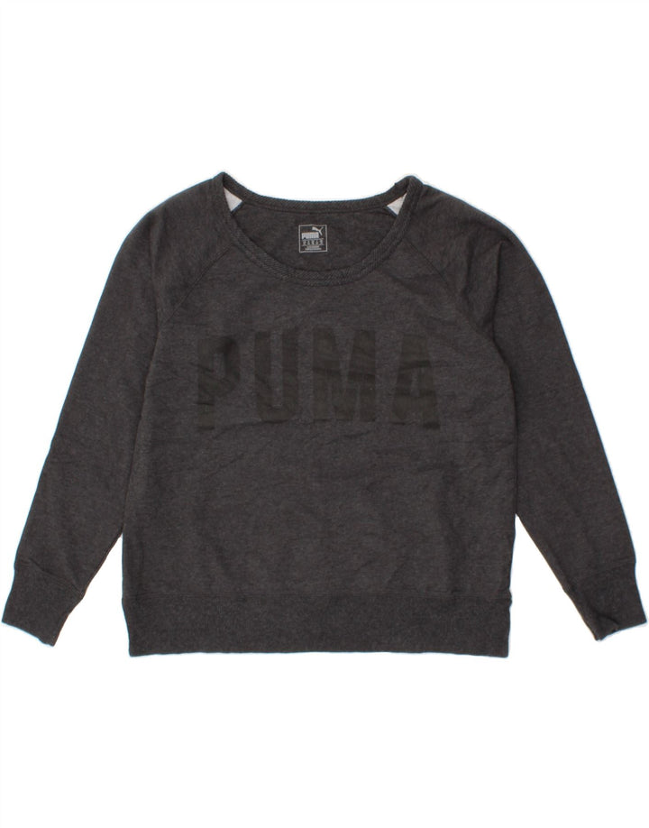 PUMA Womens Graphic Sweatshirt Jumper UK 16 Large  Grey Cotton Vintage Puma and Second-Hand Puma from Messina Hembry 