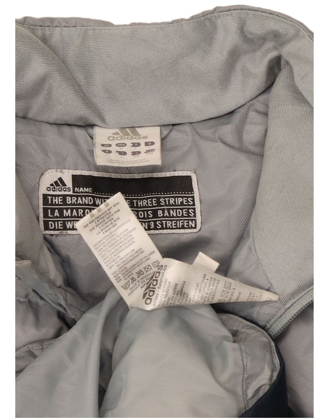 Мужская утепленная куртка Adidas с тремя полосками UK 40, большая серая с цветными блоками