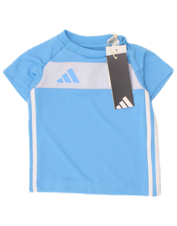 Футболка Adidas для маленьких мальчиков от 3 до 6 месяцев, синяя, полиэстер с цветными блоками