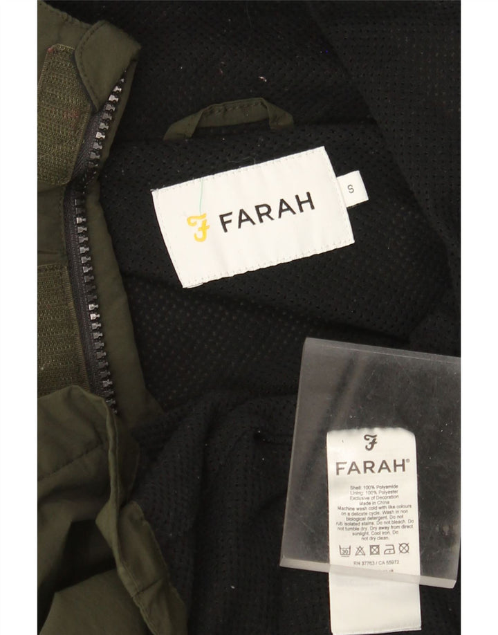 Мужская куртка-дождевик с капюшоном Farah UK 36, маленький зеленый полиамид