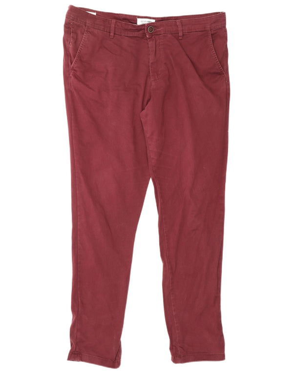 Мужские брюки-чиносы Jack & Jones W36 L32 бордовые, хлопок