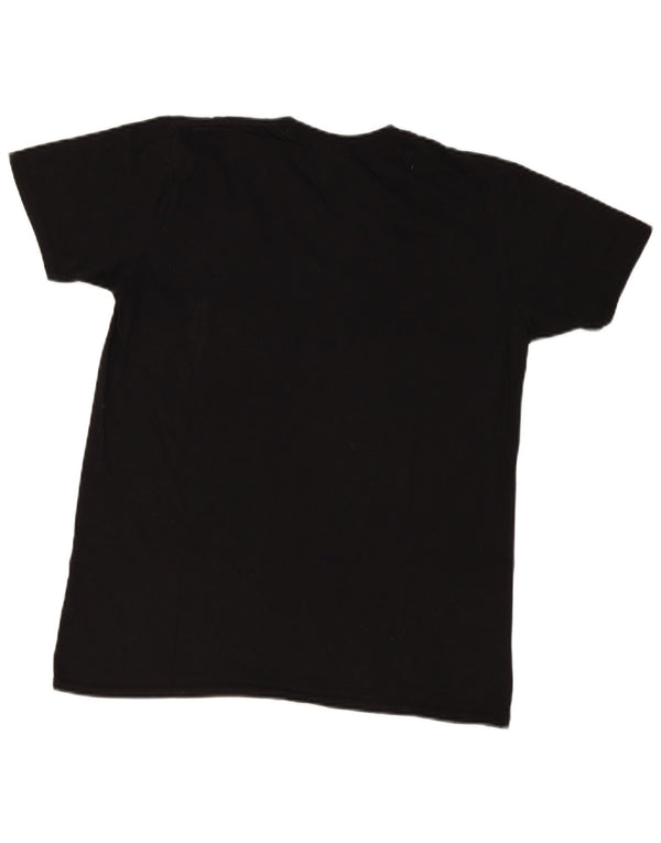 Vintage Mens Regular Graphic T-Shirt Top Medium Black Cotton