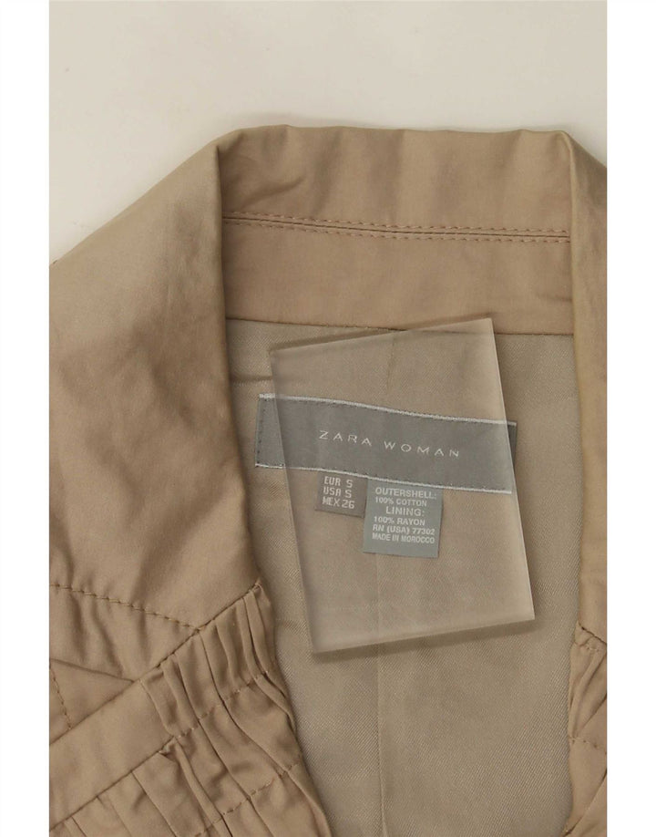 Женский открытый пиджак Zara UK 8, маленький, бежевый, хлопковый