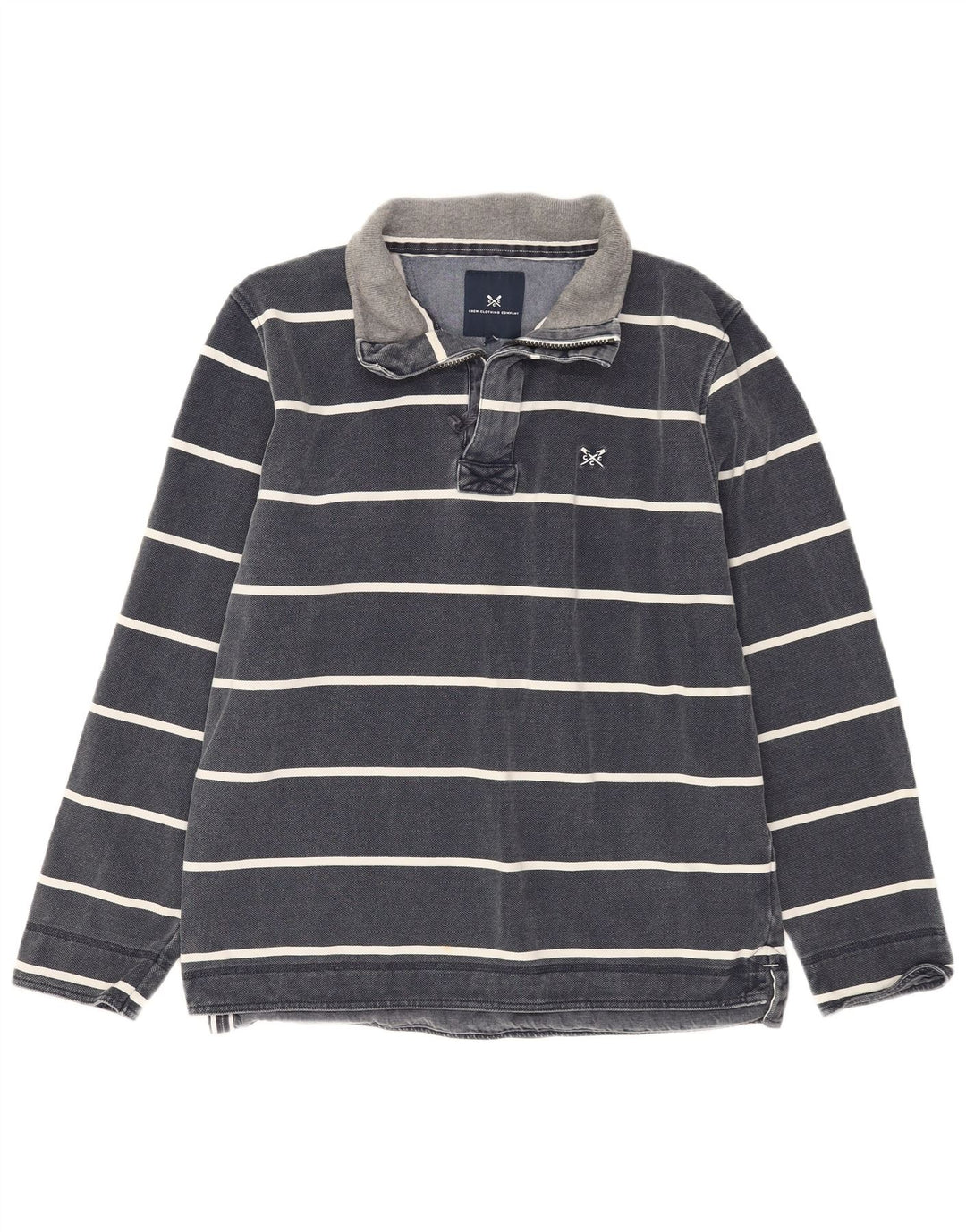 Мужская толстовка с воротником на молнии, джемпер среднего размера, темно-синий в полоску.