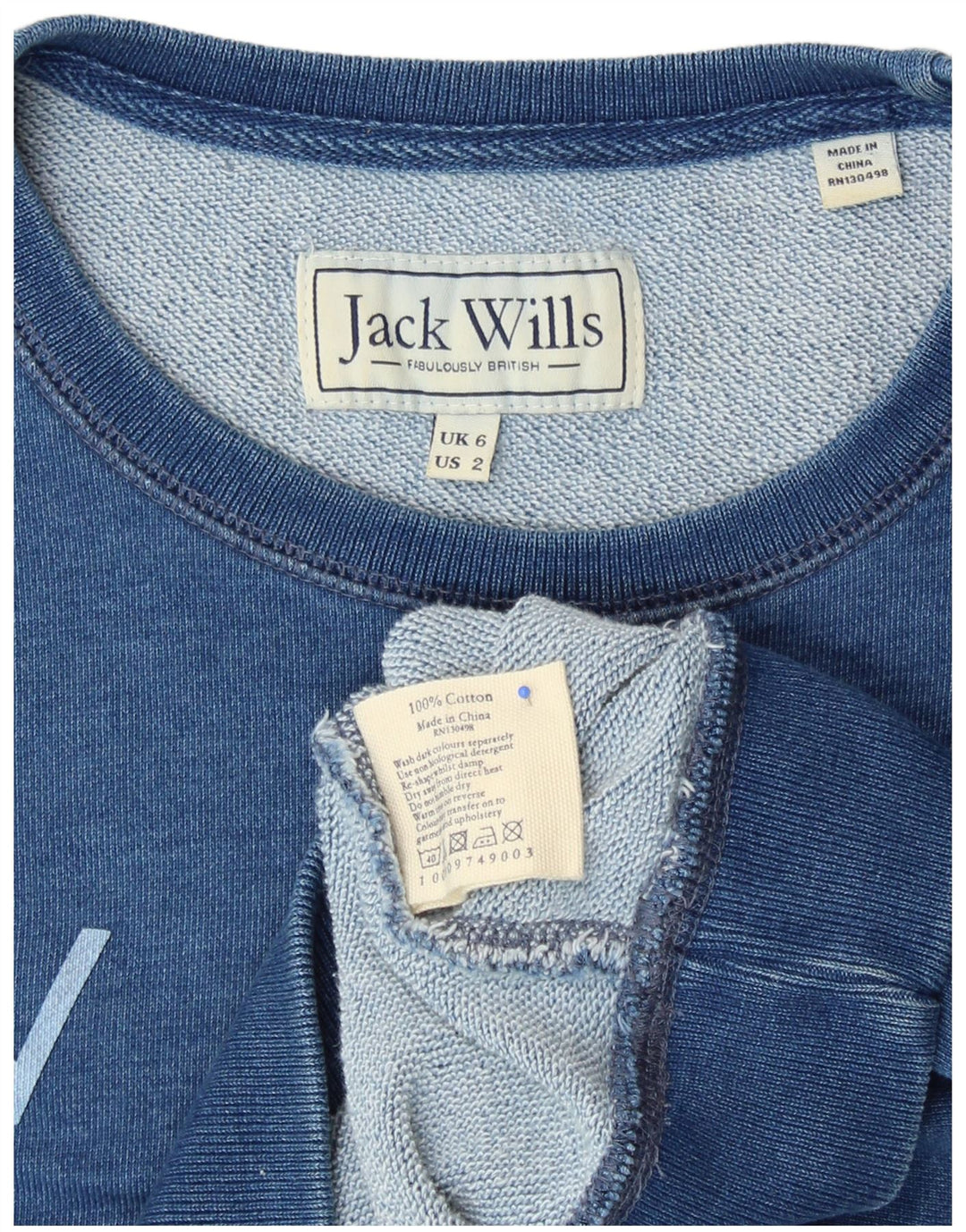 Женский свитер с рисунком JACK WILLS UK 6 XS, синий хлопок