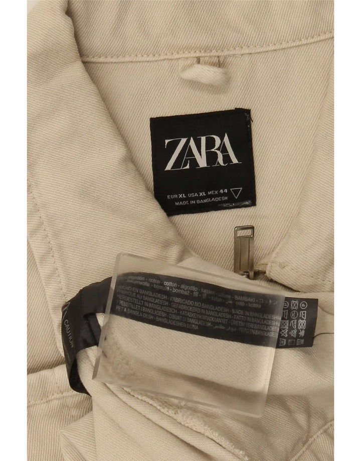 Мужская куртка Zara UK 42 XL, бежевый хлопок, Великобритания