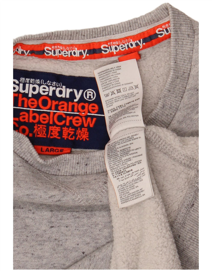 Женский свитер SUPERDRY UK 16, большой серый хлопок в крапинку
