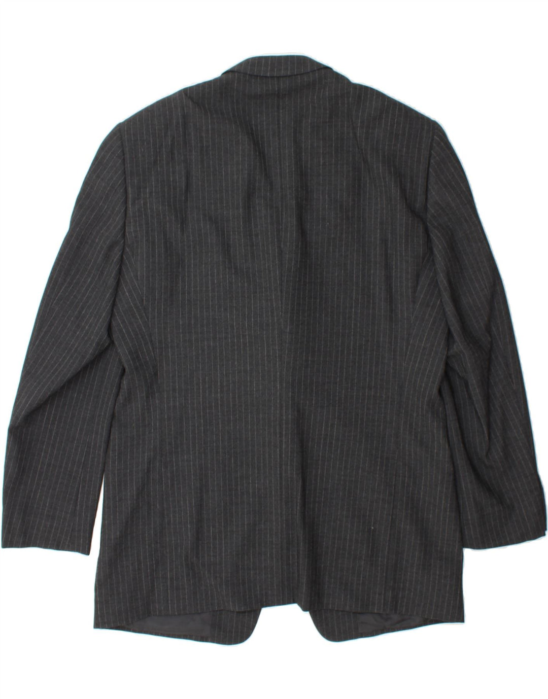 ARMANI COLLEZIONI Mens 3 Button Blazer Jacket IT 52 XL Grey Pinstripe Wool Vintage Armani Collezioni and Second-Hand Armani Collezioni from Messina Hembry 