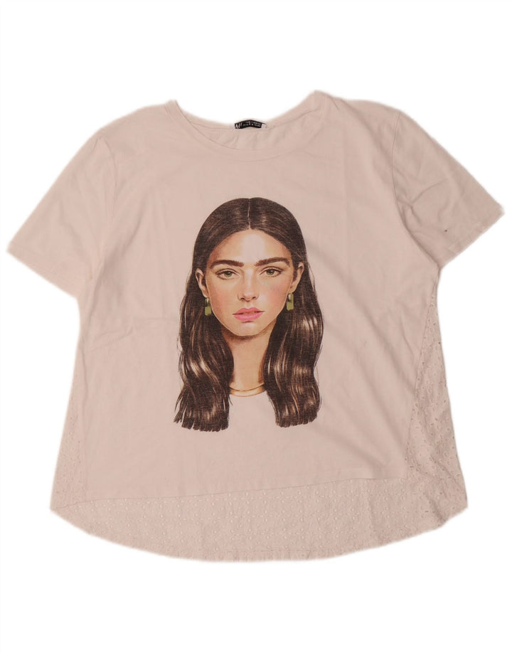 ZARA Womens Graphic T-Shirt Top UK 14 Medium White