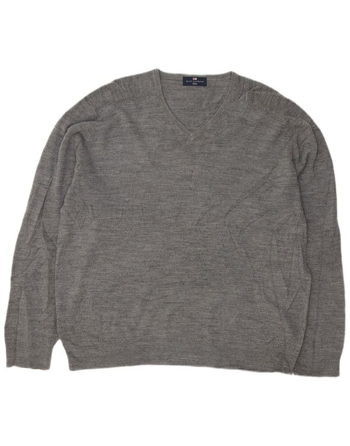 Мужской джемпер с v-образным вырезом Marks & Spencer Blue Harbour, XL, серый в крапинку
