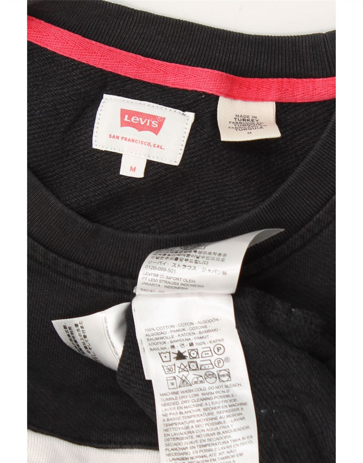 Мужской свитшот с рисунком Levi's, хлопковый джемпер среднего черного цвета с цветными блоками