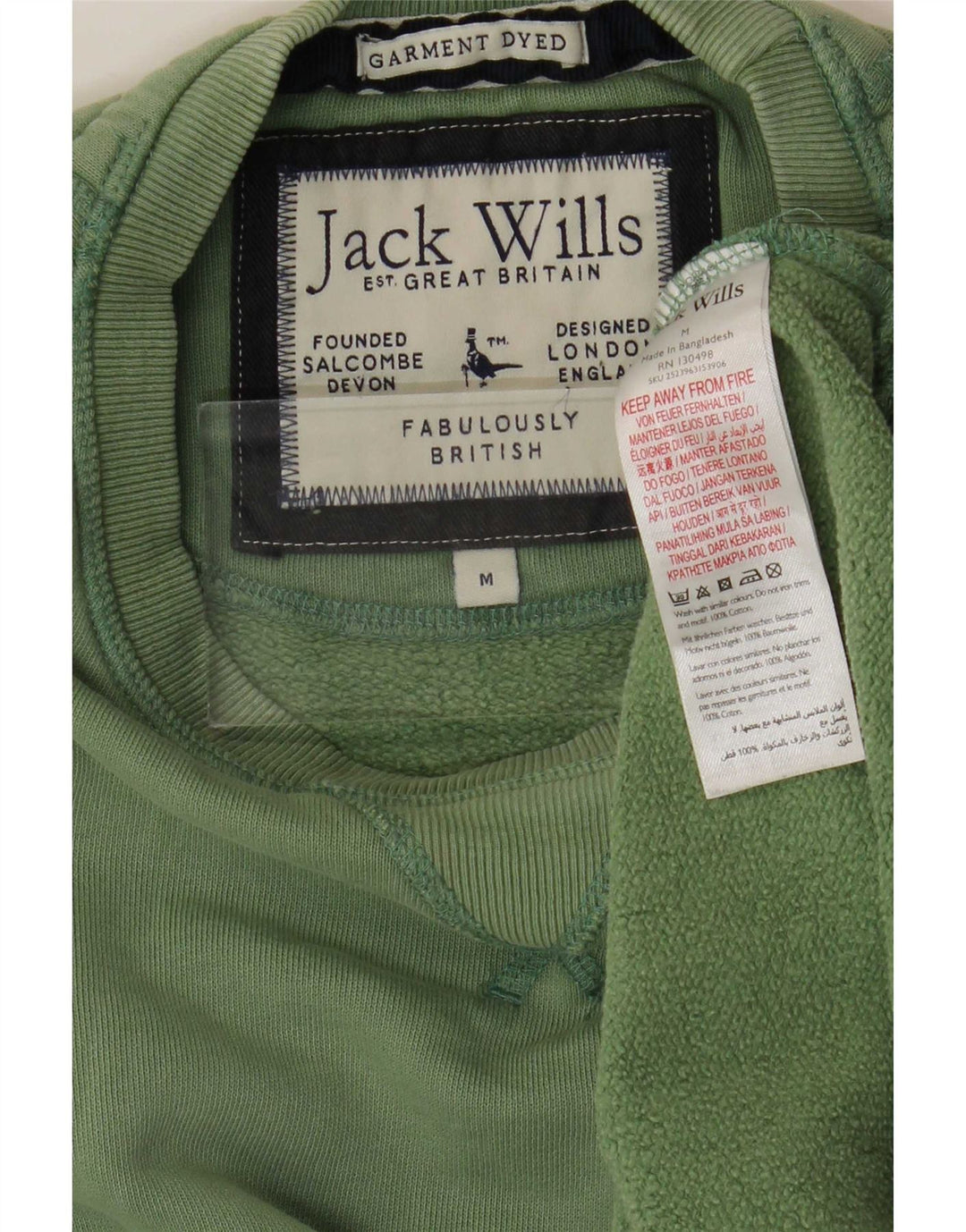 Мужской свитшот Jack Wills, хлопковый джемпер среднего зеленого цвета