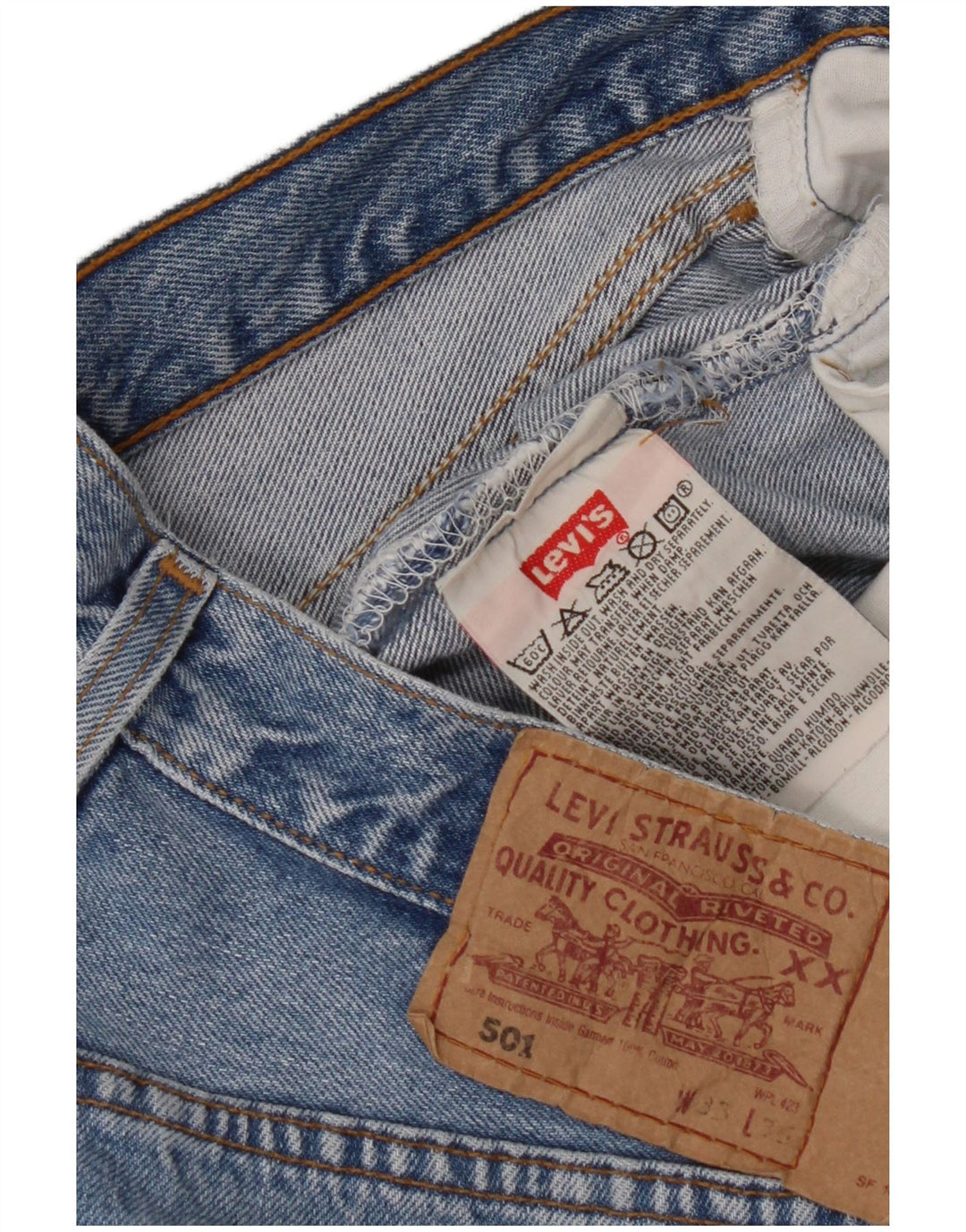 Мужские прямые джинсы LEVI'S 501 W33 L29 синие, хлопок