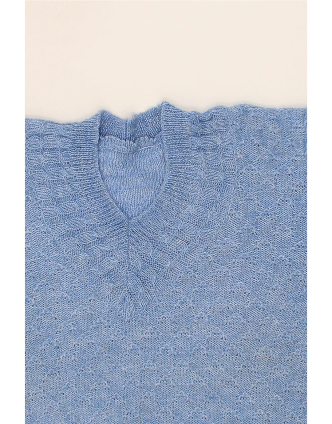 VINTAGE Womens V-Neck Jumper Sweater UK 16 Large Blue Vintage Vintage and Second-Hand Vintage from Messina Hembry 
