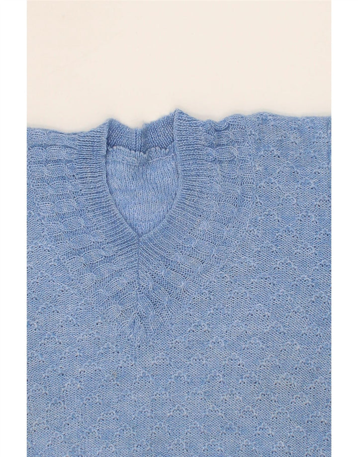 VINTAGE Womens V-Neck Jumper Sweater UK 16 Large Blue Vintage Vintage and Second-Hand Vintage from Messina Hembry 
