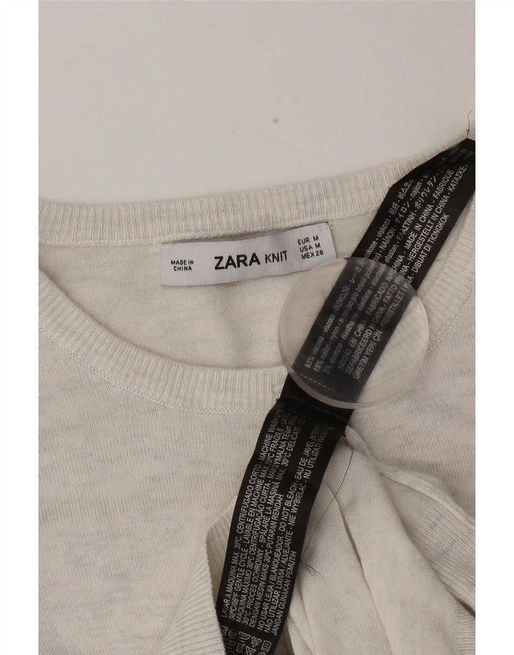 Женский кардиган Zara UK 12, средний серый вискоза с крапинками