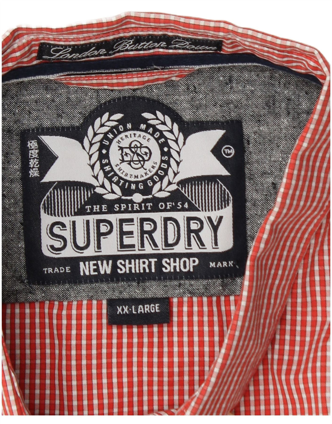 Мужская рубашка с коротким рукавом Superdry 2XL, хлопок в красную клетку