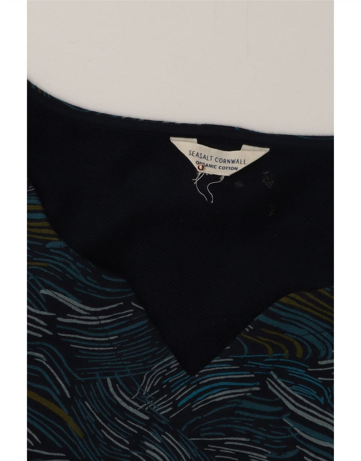 SEASALT CORNWALL Женское платье прямого кроя с абстрактным узором, Великобритания 16, большой синий цвет