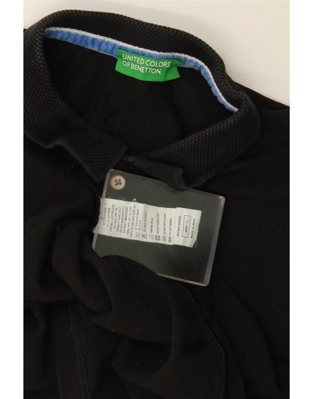 Мужская рубашка-поло Benetton, большая черная, хлопок