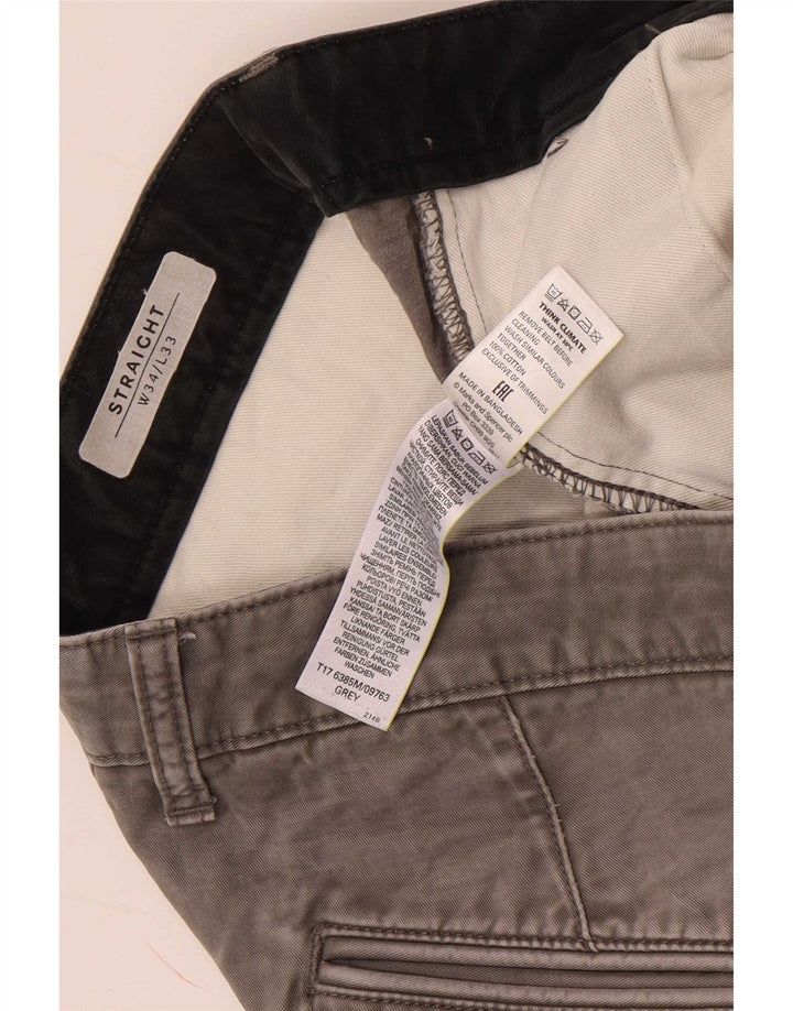 Мужские прямые брюки-чиносы Marks & Spencer W34 L33 серые, хлопковые