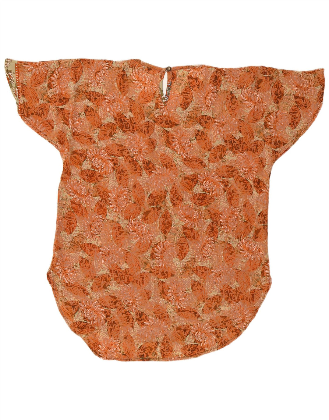 LAS MAREADAS Женская блузка оверсайз, топ UK 10, маленький оранжевый шелковый цветочек