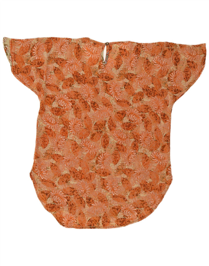 LAS MAREADAS Женская блузка оверсайз, топ UK 10, маленький оранжевый шелковый цветочек