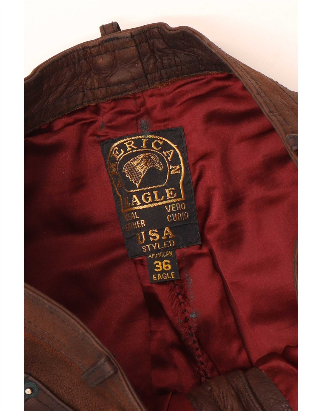 Мужские прямые кожаные брюки American Eagle W36 L32 коричневые