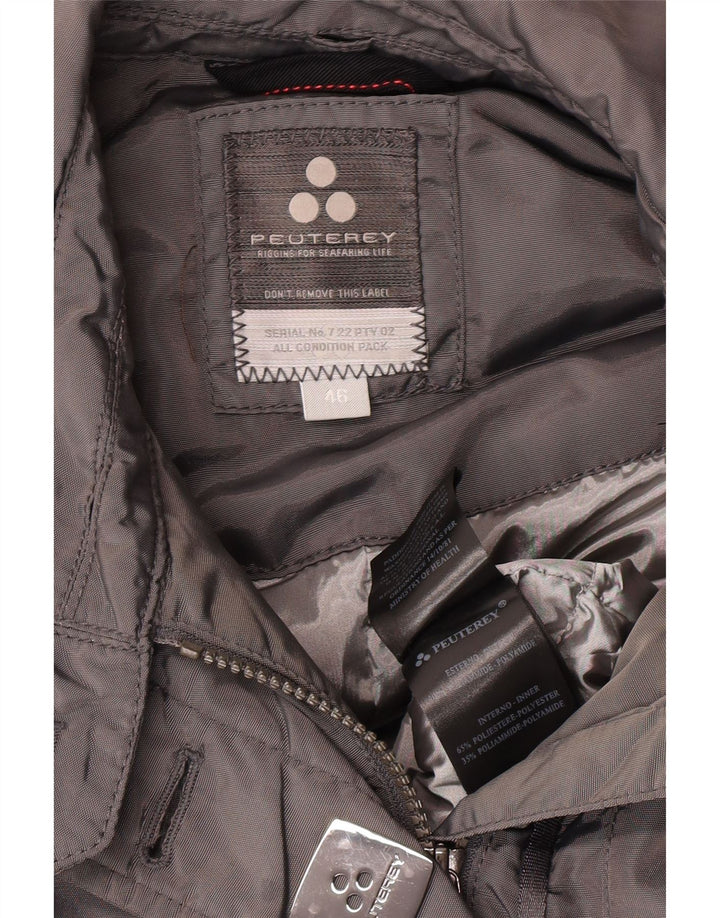 PEUTEREY Женская стеганая куртка с поясом IT 46 Большая Серая Полиамид Классика