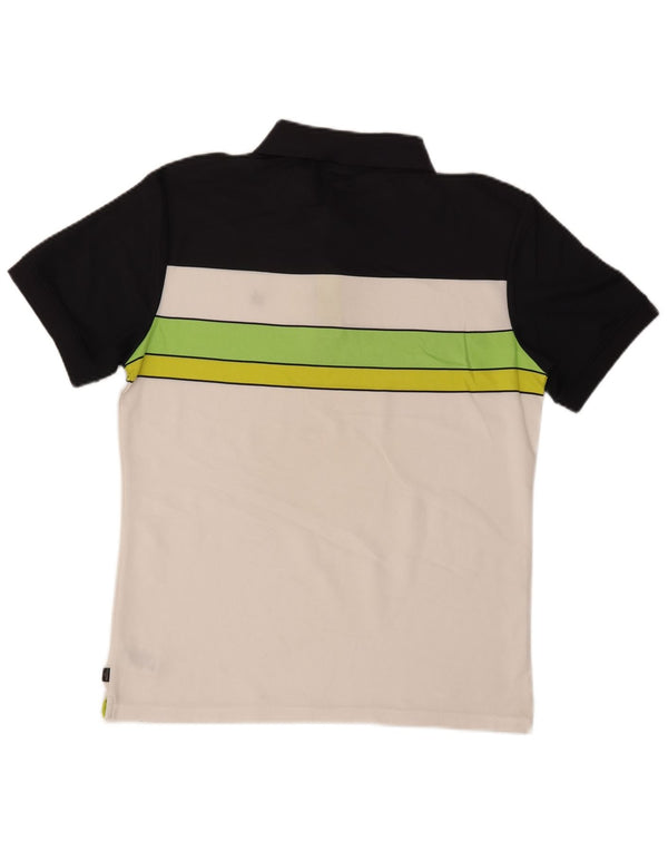 Calvin Klein Mens Polo Shirt Medium White Colourblock Polyester