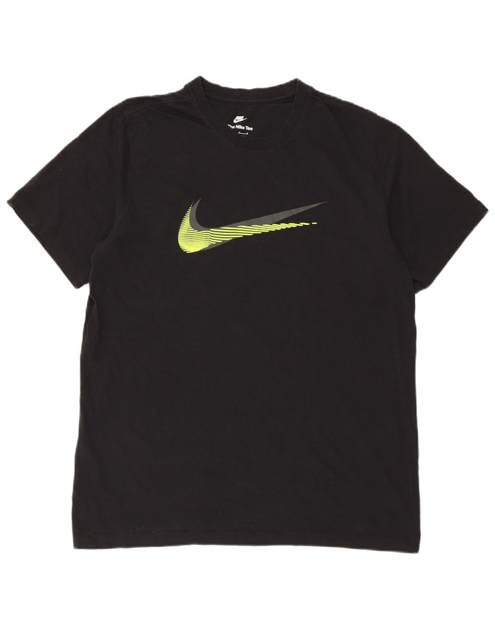 Мужская футболка с рисунком NIKE, большой размер, черный хлопок