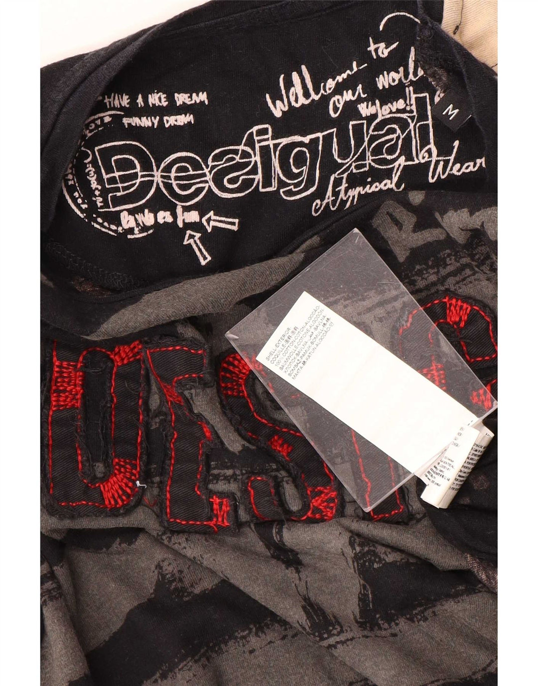 Мужской топ с рисунком Desigual, средний черный хлопок с длинными рукавами