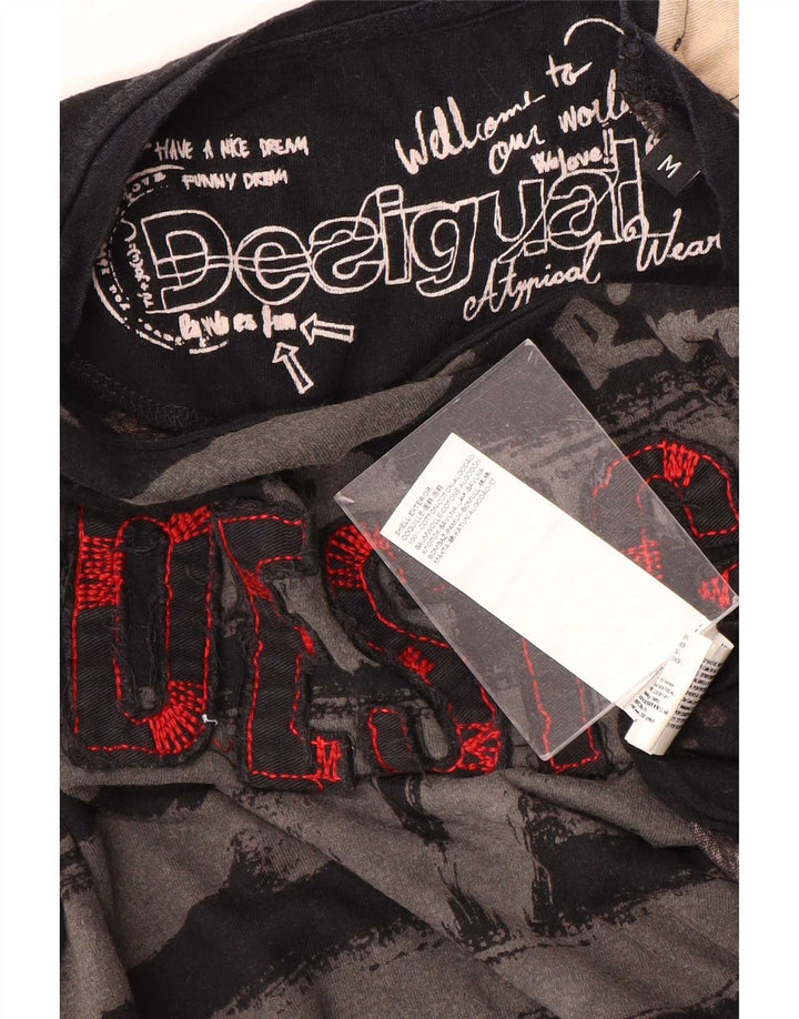 Мужской топ с рисунком Desigual, средний черный хлопок с длинными рукавами
