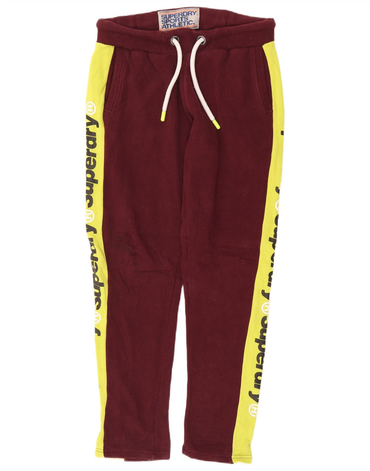 Мужские спортивные брюки Superdry с графическим рисунком, средние бордовые с цветными блоками