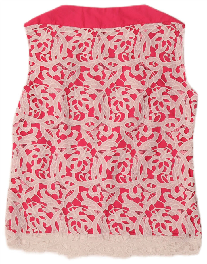 NARACAMICIE Женская оверсайз-блузка без рукавов, топ UK 16, большой розовый с цветочным принтом