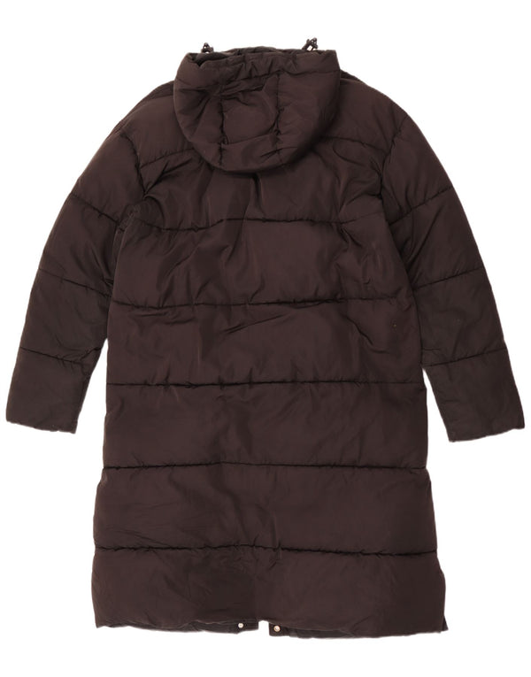 Женское длинное стеганое пальто с капюшоном Superdry UK 10, маленький черный полиэстер