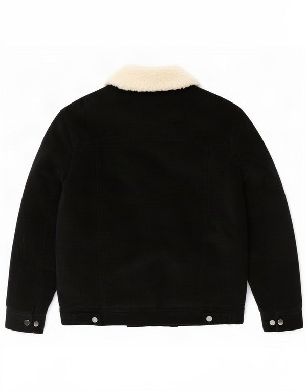 Мужская вельветовая куртка Zara Sherpa UK 38, средний черный хлопок