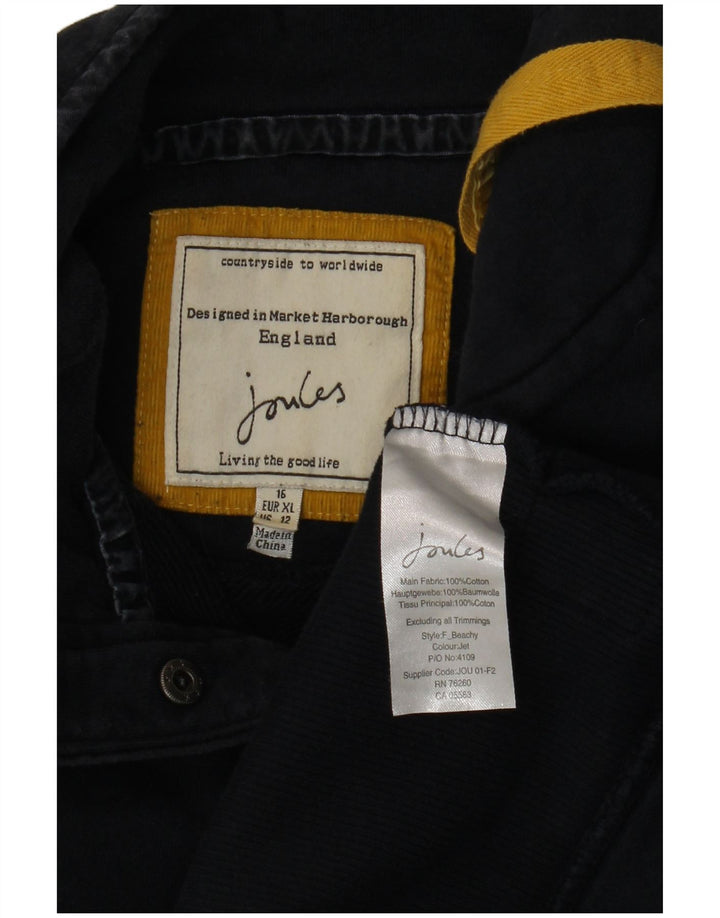 Женский свитер JOULES с воротником на пуговицах, джемпер UK 16, большой темно-синий, хлопок