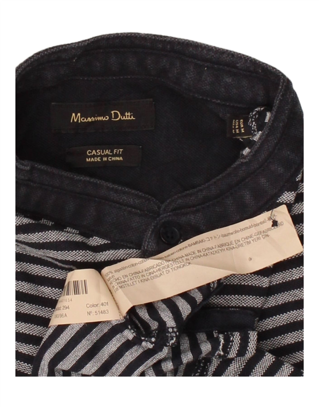MASSIMO DUTTI Mens Casual Fit Polo Shirt Medium Grey Striped Cotton Vintage Massimo Dutti and Second-Hand Massimo Dutti from Messina Hembry 