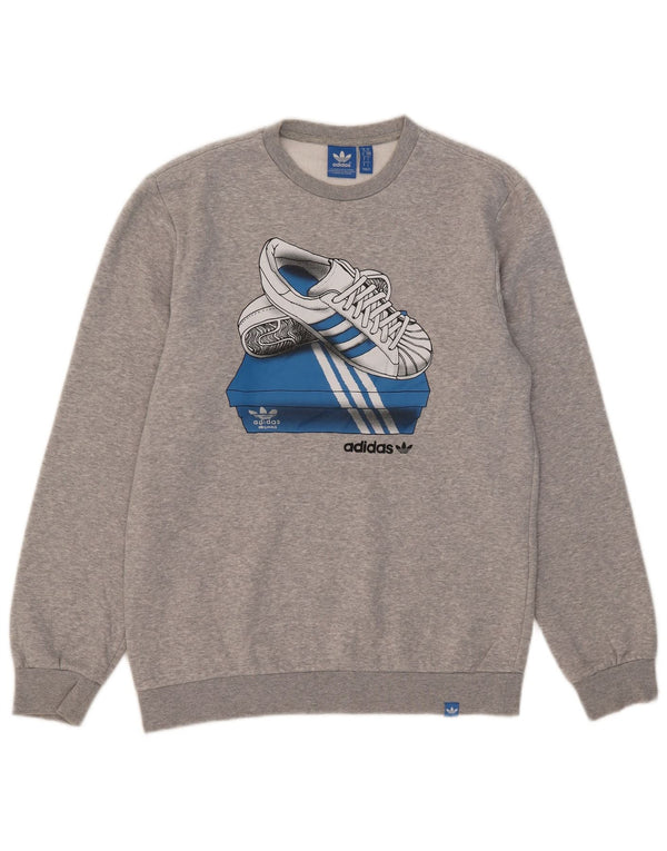 Мужской свитер с рисунком Adidas, маленький серый хлопковый джемпер