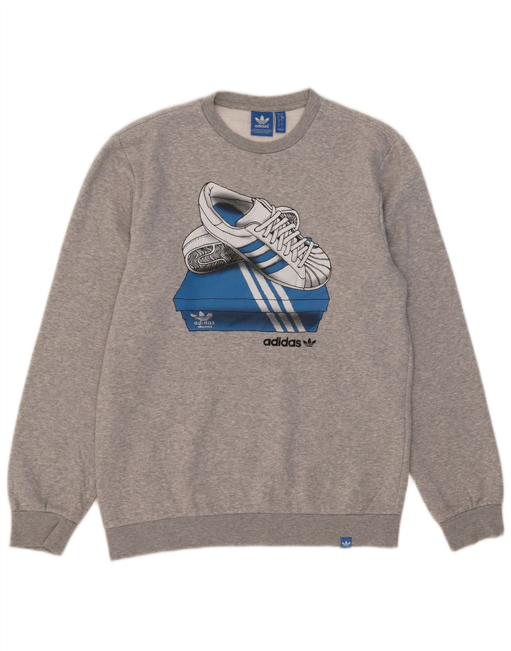 Мужской свитер с рисунком Adidas, маленький серый хлопковый джемпер