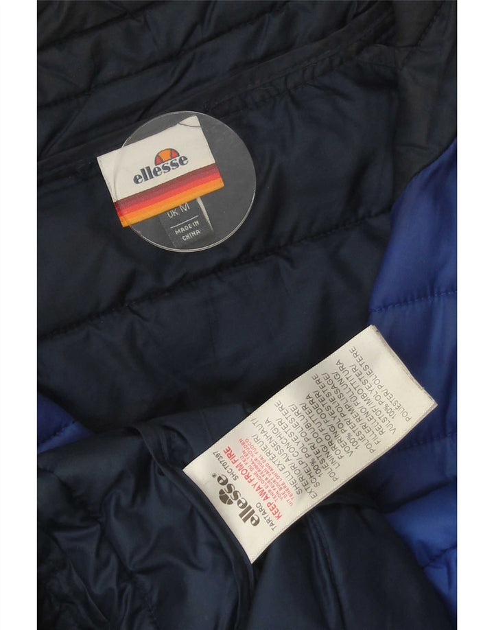 Мужская стеганая куртка Ellesse UK 38, средний синий полиэстер с цветными блоками