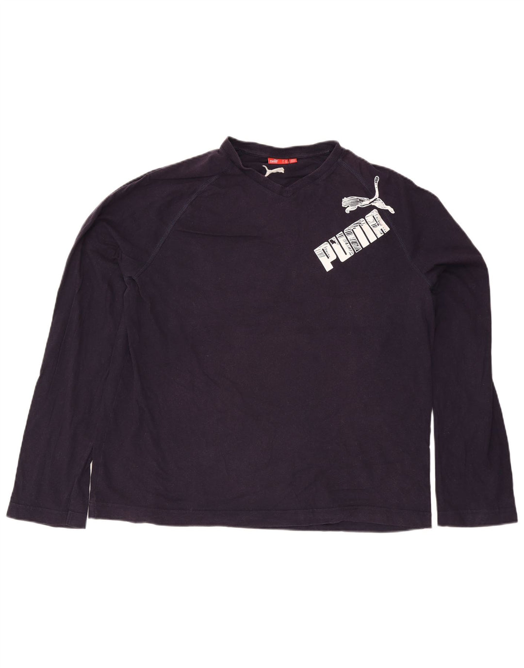 Мужской топ с рисунком Puma с длинным рукавом 2XL, темно-синий, хлопок