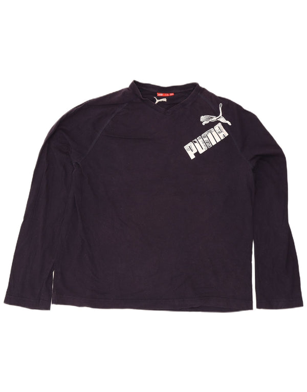 Мужской топ с рисунком Puma с длинным рукавом 2XL, темно-синий, хлопок