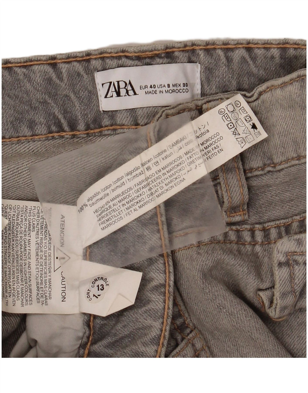 Женские широкие джинсы карго ZARA EU 40 Medium W30 L34 Серый хлопок