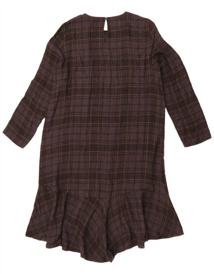 Женское платье с длинными рукавами и заниженной талией Zara UK 14, большая серая клетка