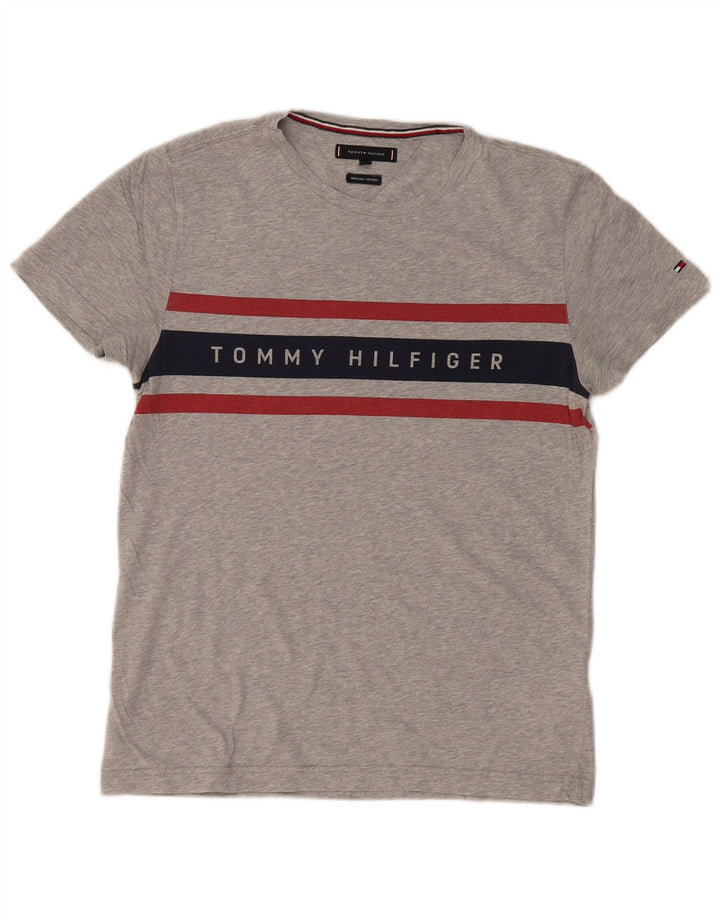 TOMMY HILFIGER Мужская футболка с рисунком, маленький серый цвет, хлопок