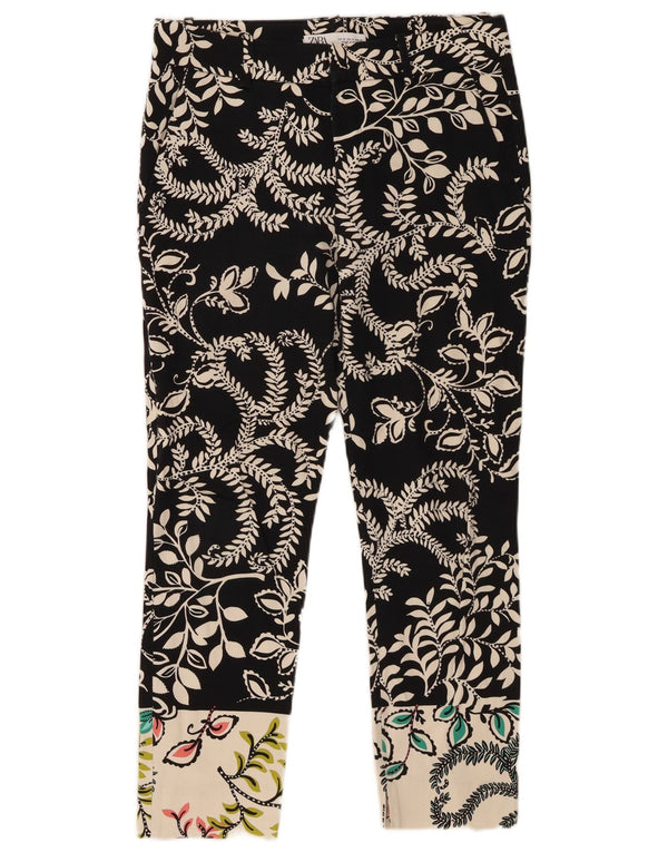 Zara Womens Slim Chino Trousers EU 36 XS W26 L25 Black Floral
