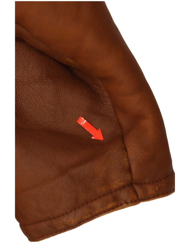 Винтажная женская короткая дубленка IT 50, большая коричневая короткая дубленка