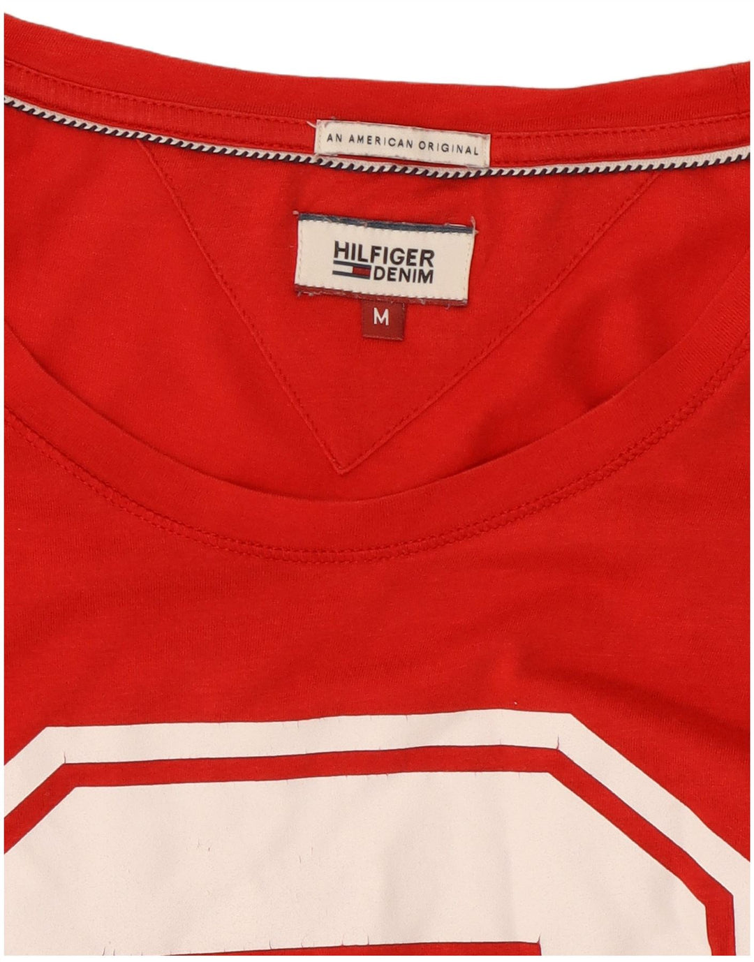Мужская футболка с рисунком Tommy Hilfiger, хлопковый топ среднего красного цвета